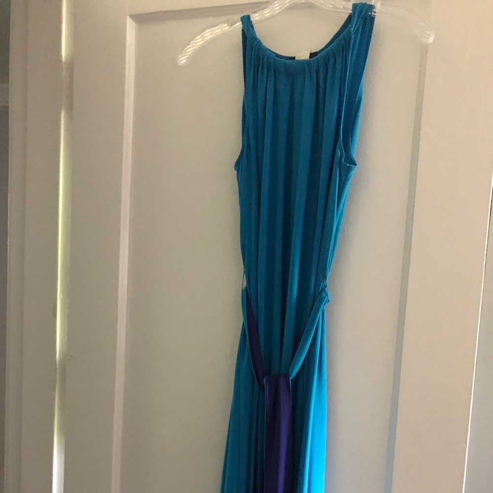 MSK blue dress with purple/blue sash